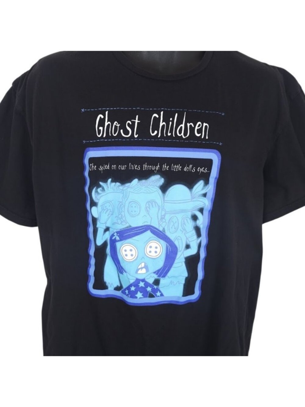Coraline X SpooksieBoo T Shirt Mens Size XL Black Ghost Children Laika Animated